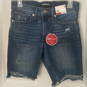 Express High Waisted Medium Wash Jean Shorts